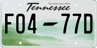 TN license plate F0477D