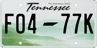 TN license plate F0477K