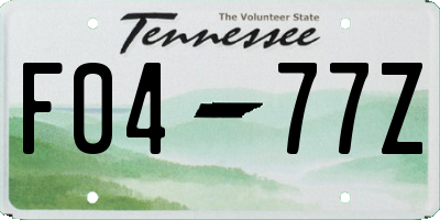 TN license plate F0477Z