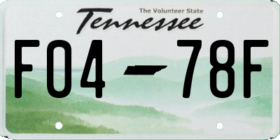 TN license plate F0478F