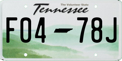 TN license plate F0478J