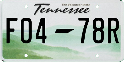 TN license plate F0478R
