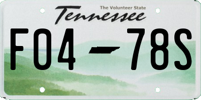 TN license plate F0478S