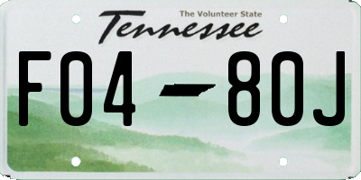 TN license plate F0480J