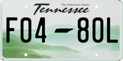 TN license plate F0480L