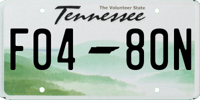 TN license plate F0480N