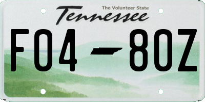 TN license plate F0480Z