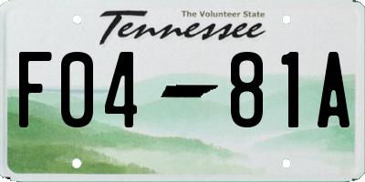 TN license plate F0481A