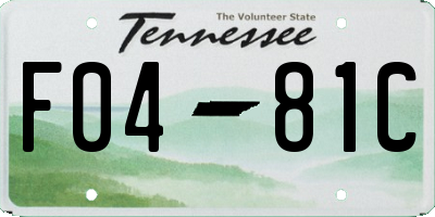TN license plate F0481C