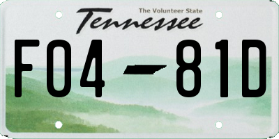 TN license plate F0481D