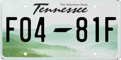 TN license plate F0481F