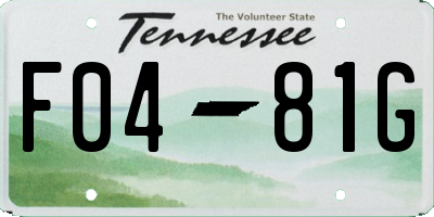 TN license plate F0481G
