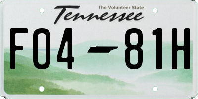 TN license plate F0481H