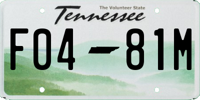 TN license plate F0481M