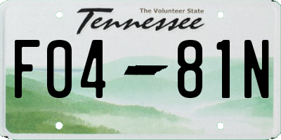 TN license plate F0481N