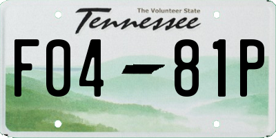 TN license plate F0481P