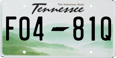 TN license plate F0481Q