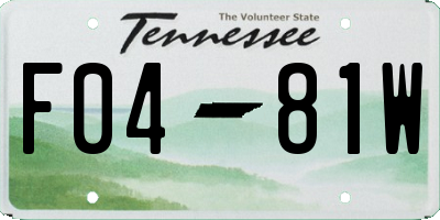 TN license plate F0481W