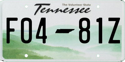 TN license plate F0481Z