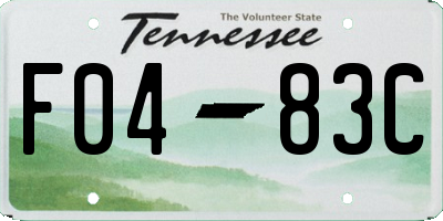 TN license plate F0483C