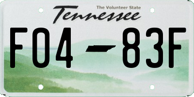 TN license plate F0483F