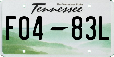 TN license plate F0483L