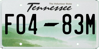 TN license plate F0483M