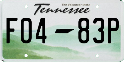 TN license plate F0483P