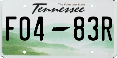 TN license plate F0483R