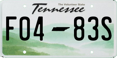 TN license plate F0483S