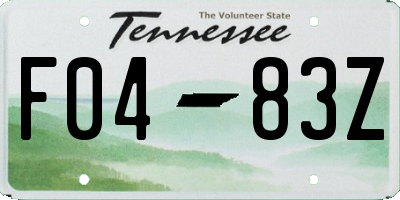 TN license plate F0483Z