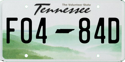 TN license plate F0484D