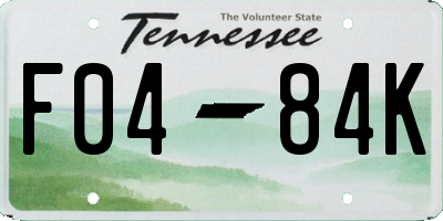 TN license plate F0484K