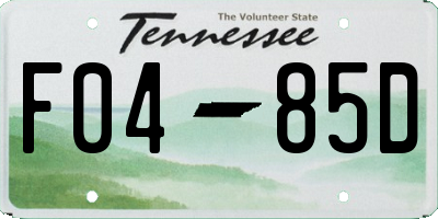 TN license plate F0485D