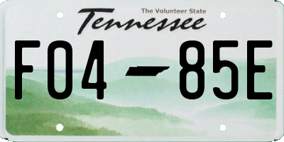 TN license plate F0485E