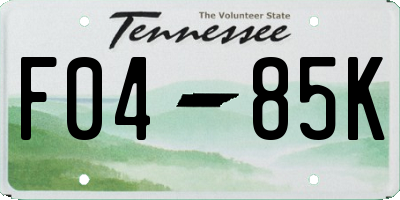 TN license plate F0485K