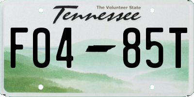 TN license plate F0485T