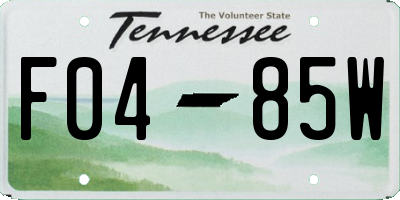 TN license plate F0485W