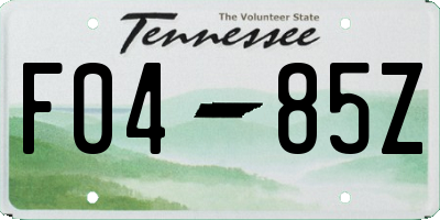 TN license plate F0485Z