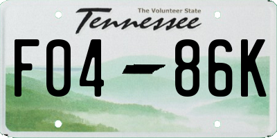TN license plate F0486K