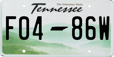 TN license plate F0486W
