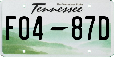 TN license plate F0487D