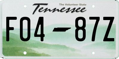 TN license plate F0487Z