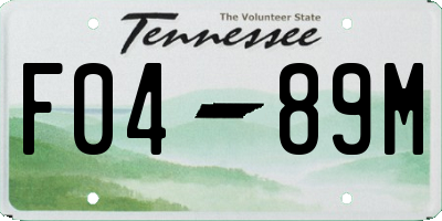 TN license plate F0489M