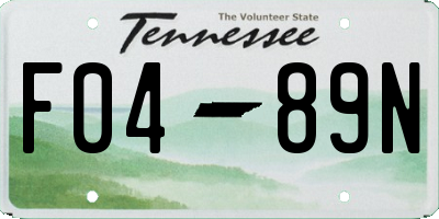 TN license plate F0489N