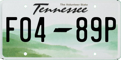 TN license plate F0489P