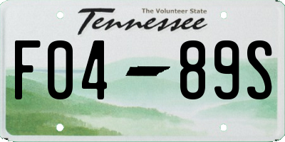 TN license plate F0489S