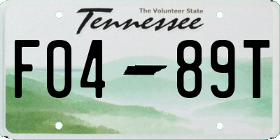 TN license plate F0489T