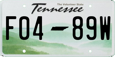 TN license plate F0489W