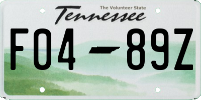TN license plate F0489Z